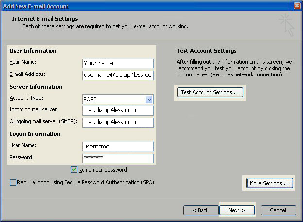 microsoft outlook email settings