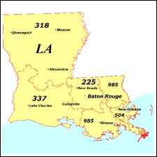 We have dial-up Internet numbers for the area codes in Louisiana: 318, 337, 225, 985, 504