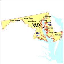 We have dial-up Internet numbers for the area codes in Maryland: 301, 240, 443, 410, 227