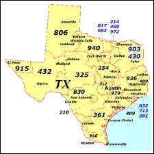 We have dial-up Internet numbers for 
the area codes in Texas: 806, 915, 432, 325, 830, 210, 956, 346, 361, 
979, 325, 254, 940, 817, 682, 214, 469, 972, 903, 430, 936, 409, 409, 832, 
713, 281, 512, 737, 726, 945